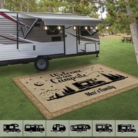 Happy Campers Camping Patio Rug, Patio Outdoor Rug