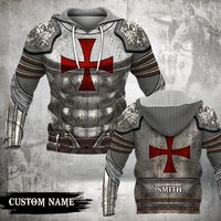 Personalized Knight Templar Cross Custom Name 3d Hoodie