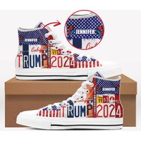 Keep America First Trump 2024 Personalized High Top Sneakers, Gift For Trump Fans