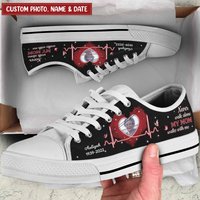 Memorial Upload Photo Never Walk Alone, Personalized Low Top Sneakers