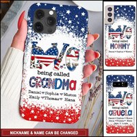 Love Being Called Grandma Nana Mommy And Grandkids American Flag Personalized Phone Case