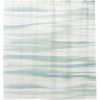 Soft Turquoise Sage Waves Shower Curtain