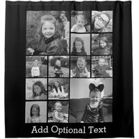 Custom Photo Instagram Collage Black Background Shower Curtain