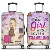 Just A Girl Who Loves Traveling - Personalized Traveling Lover Luggage Cover