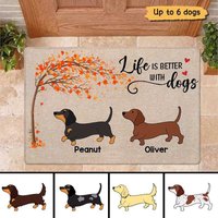 Dachshund Under Tree Funny Custom Pets Lover House Personalized Doormat