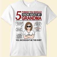 5 Things You Should Know About My Grandma - Personalized Shirt - Back To School, First Day Of School, Funny Gift For Grandkids, Grandchildren, Grandson, Granddaughter