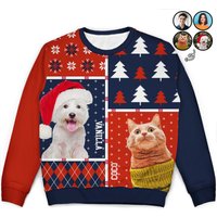 Custom Upload Photo Family Dog Cat Christmas Gift Personalized Unisex Ugly Sweater