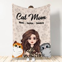 Cat Mom - Cat Gift For Cat Lover - Personalized Blanket