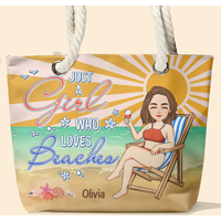 Just A Girl Who Loves Beaches - Personalized Beach Bag