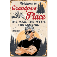 Welcome To Papa's Place - Personalized Metal Sign