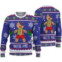 Bite Me Gingerbread Unisex Ugly Christmas 3d Sweater