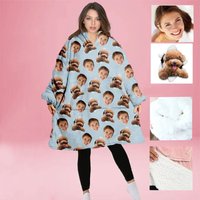 Custom Face Blanket Hoodie, Personalised Blanket Hoodie