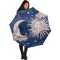 Mystic Sun Moon Stars Umbrella, Gothic Umbrella, Horror Umbrella