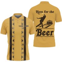 Here For The Beer Bowling Lovers 3d Polo Shirt With Personalized Name