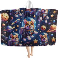 Corgi Blanket, Corgi In Space, Hooded Blanket, Blanket With Hood
