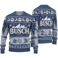 3d Busch Beer Mountain Ugly Sweater Christmas