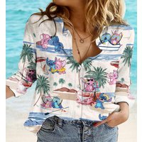 Stitchh And Angel Linen Shirt, Ohana Means Family Shirt, Magicc Kingdom Casual