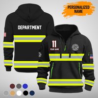Personalized Name Love Firefighter Quarter Zip Hoodie