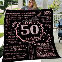Happy 50th Birthday Fleece Blanket, Birthday Gift For Mom Dad