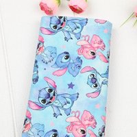 Stitchh And Angel Fabric Blue Koala Fabric Cartoon Anime Cotton Fabric By The Half Yard