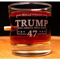 Jft World Trump 47 Whiskey Tumbler, Glass With Copper Bullet
