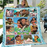 Personalized Disneyyy Moanaa Blanket, Custom Name Disneyyy Princess Moanaa Birthday