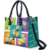 Minions Leather Handbag, Minions Women Leather Bag Gift