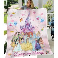 Personalized Disneyyy Princess Blanket, Custom Name Baby Blanket, Disneyyy Princess