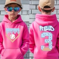 Personalized Baseball Drip Hoodie, Kid's Birthday Baseball Hoodie, Ice Cream Drip Hoodie