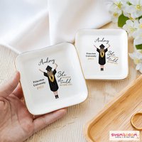 Personalized Graduation Jewelry Tray, Custom Ring Dish For Her, College Graduation Gift
