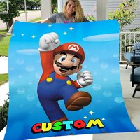 Super Mario Bros Blanket, Custom Super Mario Name Blanket, Personalized