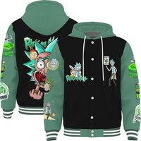 Rickandmorty Hooded Varsity Jacket