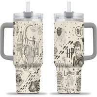 40 Oz H2.0 Tumbler New In Cream Harry Potter Theme