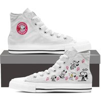 Custom Dog Snoopy Canvas Sneakers, Classic White High Top Sneakers.