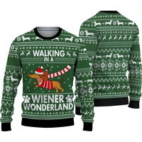 Dachshund Walking In A Weiner Wonderland Ugly Christmas Sweater, Dachshund Shirt, Christmas Gift For Dog Lovers