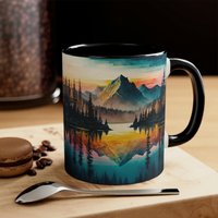 Watercolor Mountain Nature Mug, Landscape Art, Nature Lover Gift, Accent Mug