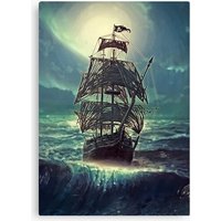 Ghost Pirate Ship At Night Canvas