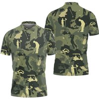 Golf Player Golfer Silhouette Camouflage Pattern Lightweight Polo Shirt