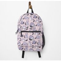 Nerdy Raccoons - Cute Purple And Pink Cartoon Animal Pattern Backpack