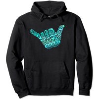 Shaka Hoodie Hang Loose - Blue Fill Polynesian, Tribal, Shaka Hand, Boho Pullover