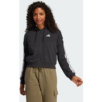 adidas Chamarra Con Gorro Essentials French Terry 3 Franjas Negro - Mujer