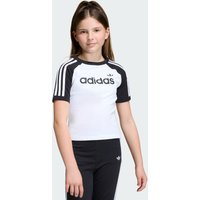 adidas Playera 3 Franjas Ajustada Blanco - Niño