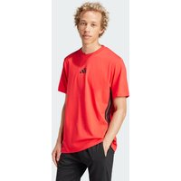 adidas Playera Essentials 3 Franjas Tejido Jersey Pure Ruby - Hombre