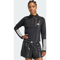 adidas Chamarra Deportiva Hyperglam Con Cierre 1/4 y Las 3Â Franjas en Relieve Negro - Mujer