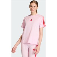 adidas Playera Essentials 3 Franjas Algod贸n Clear Rosa - Mujer