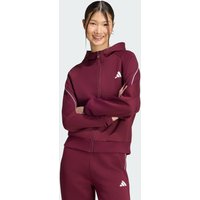 Adidas Stadium Small Logo Full Zip Hoodie Women Hoodies - Red - Size S (8-10) - Cotton Jersey