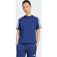 Adidas Kit 3-stripes T-shirt Women T-Shirts - Blue - Size XL (20-22) - Cotton Jersey