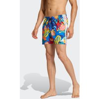 adidas Shorts DE Natación Flores Mexicanas 3 Franjas DE 13 CM Glow Azul - Hombre