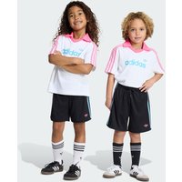 Adidas Loose Pinstripe Tee + Shorts Set Unisex Tracksuits - White - Size 3 - 4 Years - Poly Jersey