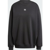 Adidas Essentials Long Oversized Crew Sweatshirt Women Sweatshirts - Black - Size M (12-14) - Cotton Jersey